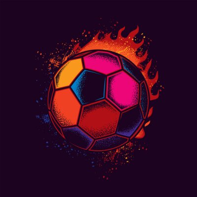 Contrastafbeelding met een bal omgeven door vlammen