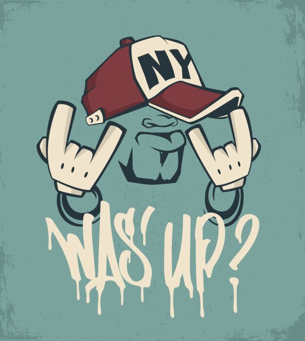 Poster Cool man in cap, hiphop gezicht vector print ontwerp