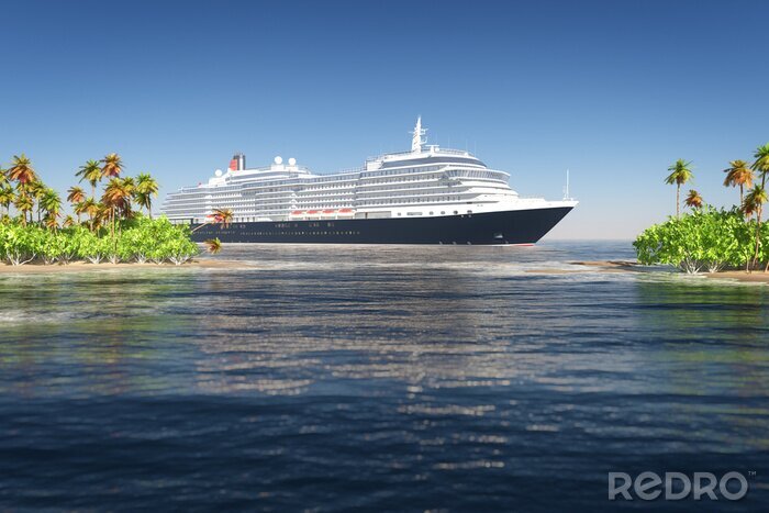 Poster Cruiseschip en tropisch eiland