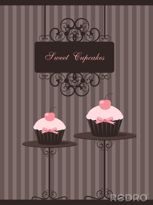 Poster Cupcakes van de bakkerij