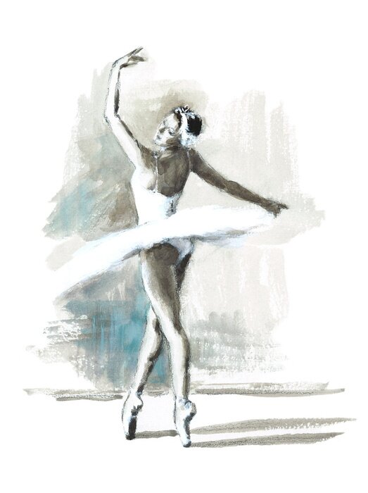 Poster Dansende ballerina pastelschets