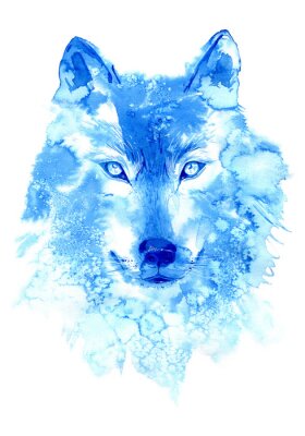 Poster De blauwe wolf