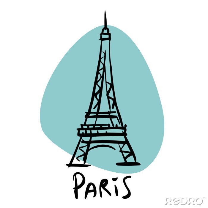 Poster De Eiffeltoren in de tekening