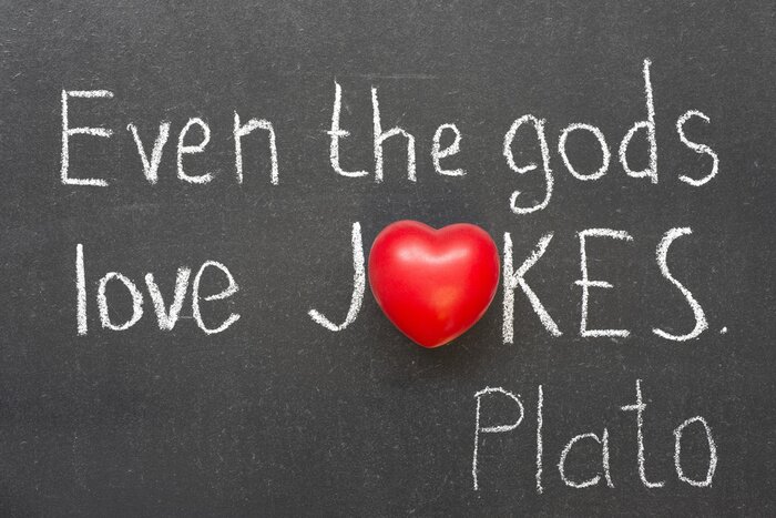 Poster De inscriptie op het bord over grappen