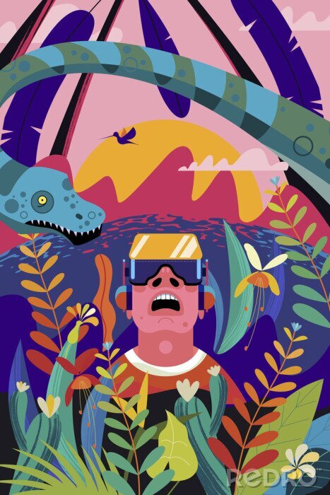 Poster De jungle gezien door een virtuele bril