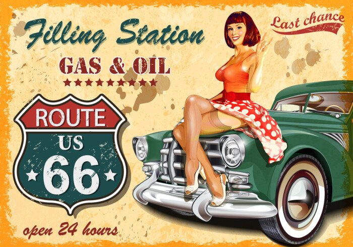 Poster De man op de auto