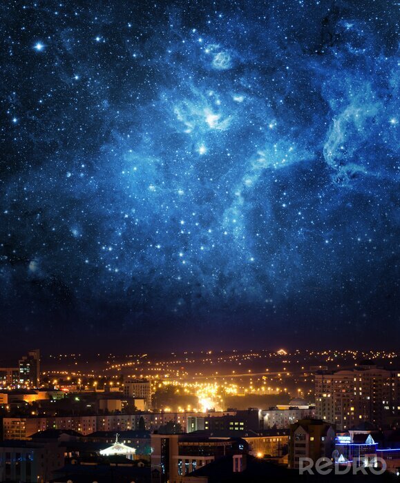 Poster De nachtelijke hemel in de stad