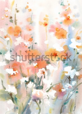 Poster De natuur schilderde vage bloemen