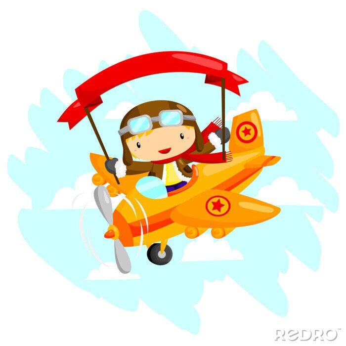 Poster De piloot in het vliegtuig