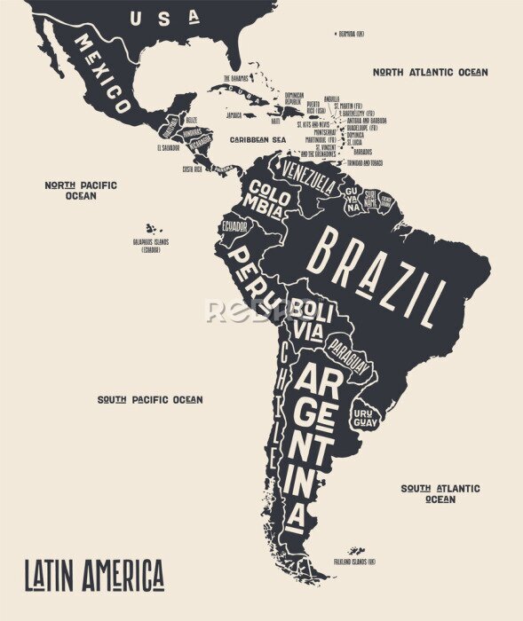 Poster De politieke verdeeldheid van Zuid-Amerika