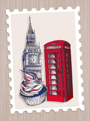 Poster De postzegel van Londen met de Big Ben