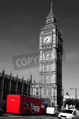 Poster De rode bus van Londen met Big Ben