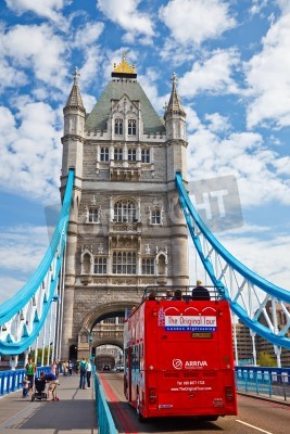 Poster De rode bus van Londen op Torenbrug