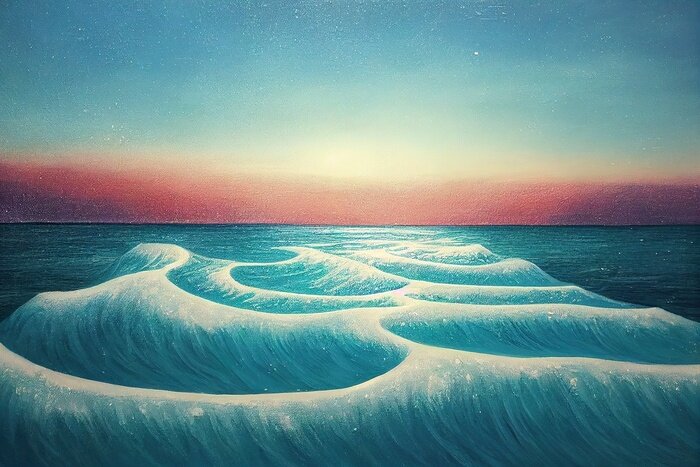 Poster De schoonheid van het uitzicht op zee van de ondergaande zon