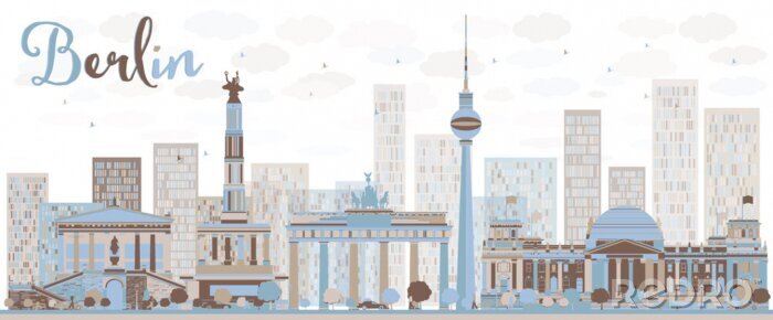 Poster De skyline van Berlijn met verf
