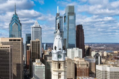 Poster De skyline van de stad Philadelphia en wolkenkrabbers