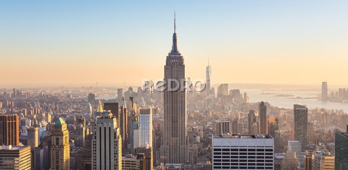 Poster De skyline van Manhattan in de zon