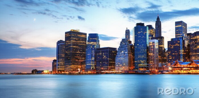 Poster De skyline van New York City in de ochtend