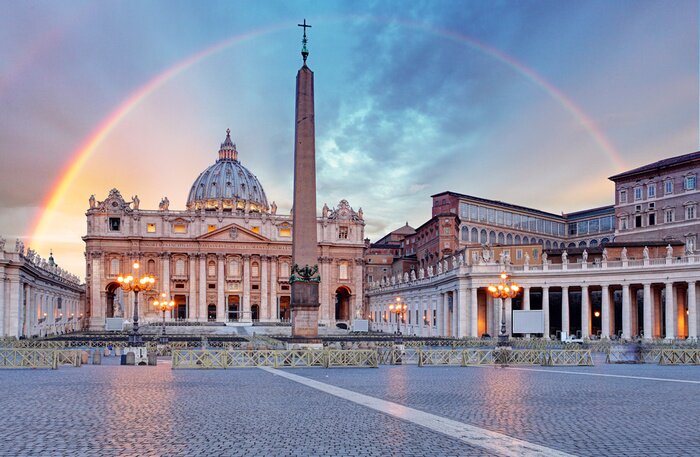 Poster De stad Rome en de regenboog