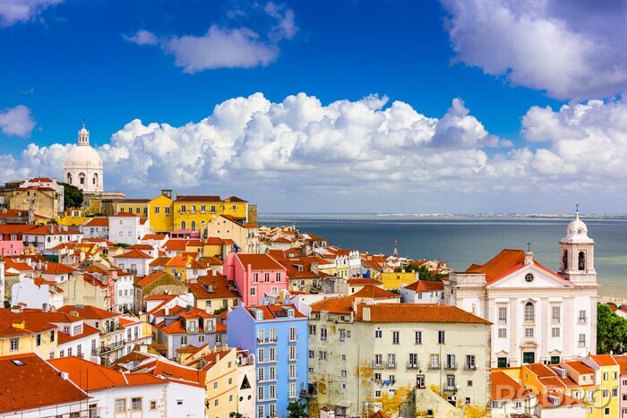 Poster De stadspanorama van Lissabon Portugal