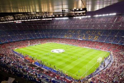 Poster De tribunes van het Camp Nou-stadion zitten bomvol.