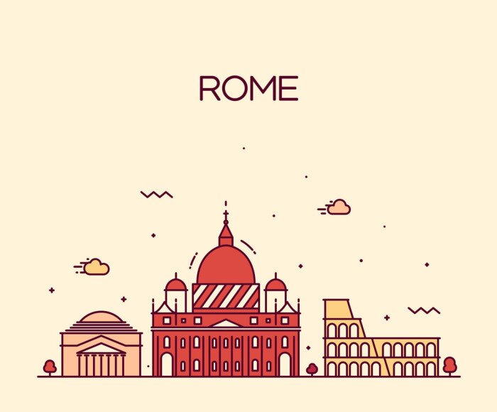 Poster De typografische skyline van Rome