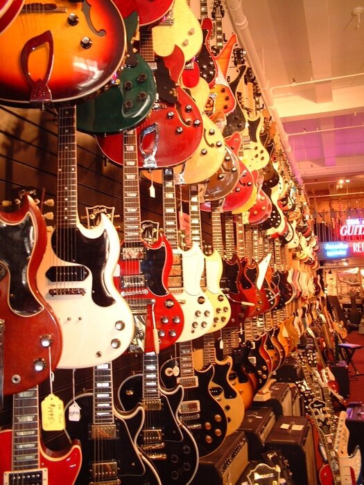 Poster De wereld van muziek en gitaren