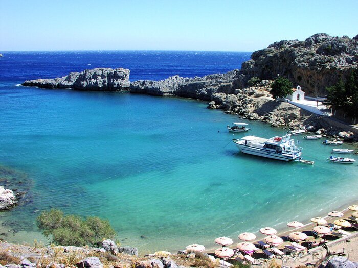 Poster De zee in Rhodos