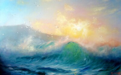 Poster De zee op een delicate aquarel
