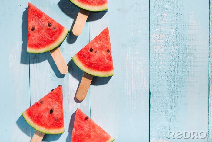 Poster De zomer symbolisch weergegeven watermeloenijs