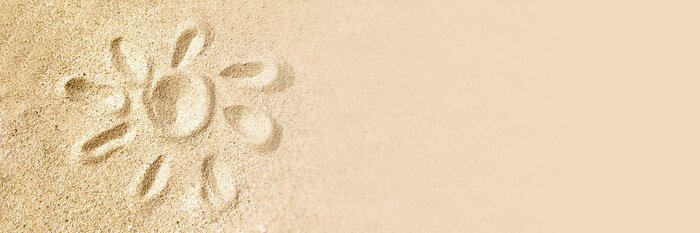 Poster De zon getekend op het zand