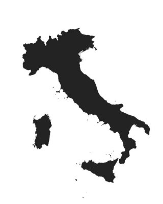 Poster De zwarte contouren van Italië