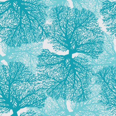 Poster Decoratief patroon met blauwe koralen