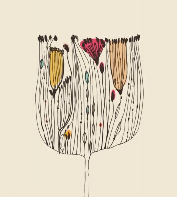 Poster Decoratieve tekening van een bloem