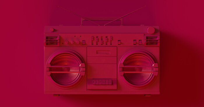 Poster Deep Purple Boombox 3d illustration
