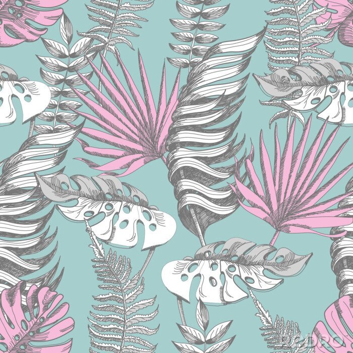 Poster Delicate tropische bladplanten