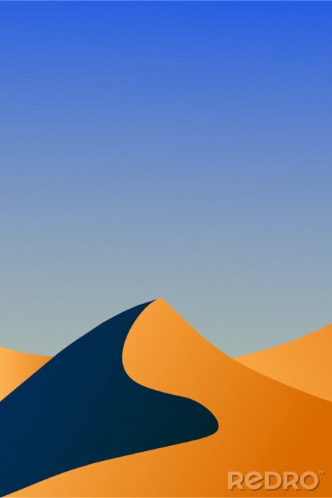 Poster desert landscape with blue sky and clouds