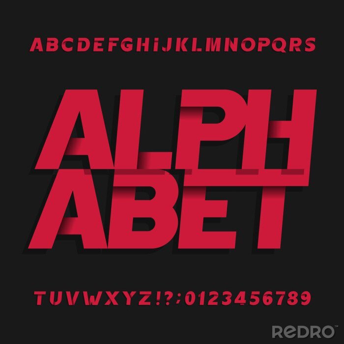 Poster Designer alfabet op een donkere achtergrond