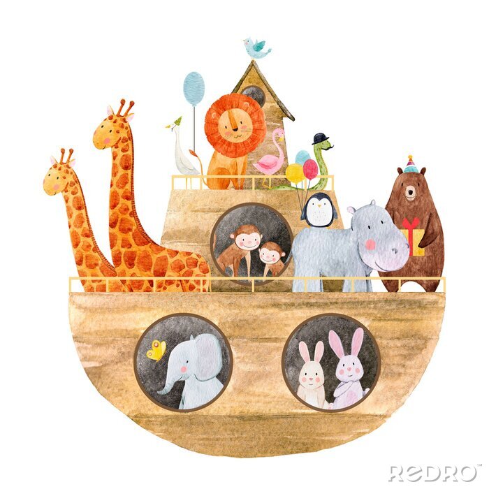 Poster Dieren op de ark tekening voor kinderen