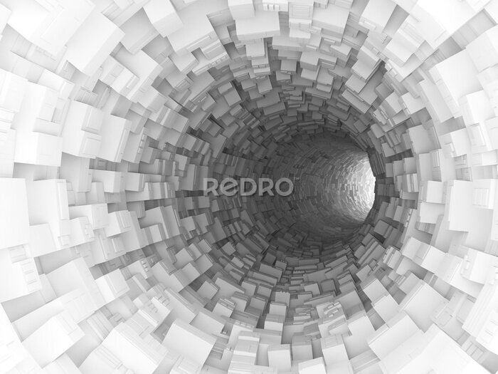 Poster Digitale illustratie van een 3D witte tunnel met diepte-effect