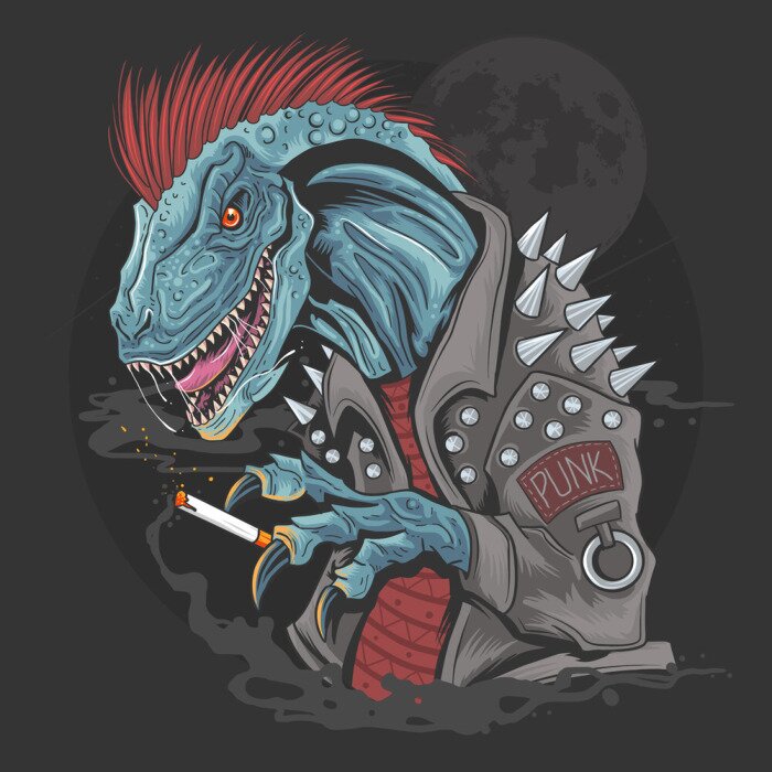 Poster Dinosaur Punk Raptor t-rex element vector