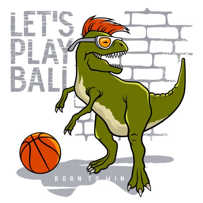 Poster Dinosaurus met een oranje hanenkam