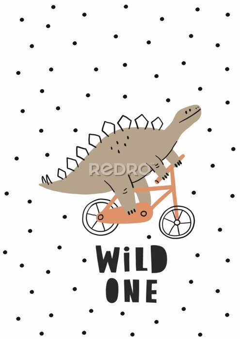 Poster Dinosaurus op een fiets
