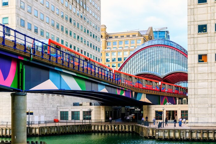Poster Docklands Light Railway in Canary Wharf, Londen