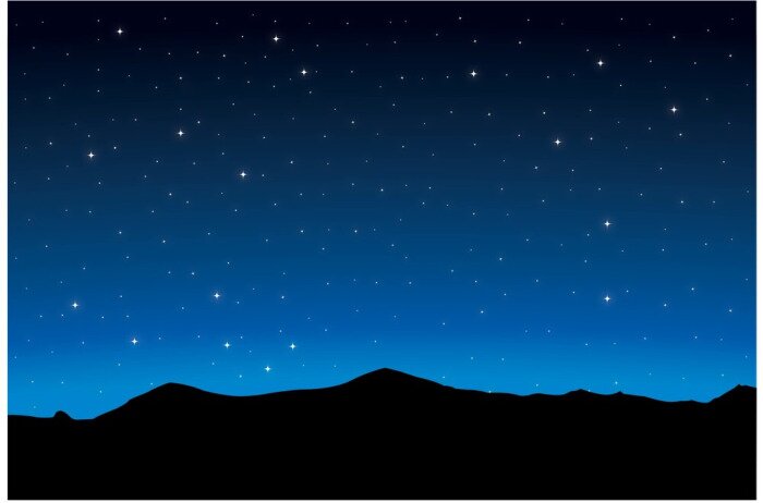 Poster Donkere heuvels en sterren aan de hemel