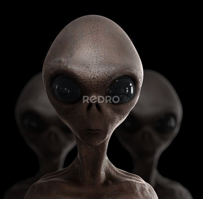 Poster Drie buitenaardse wezens op een donkere achtergrond