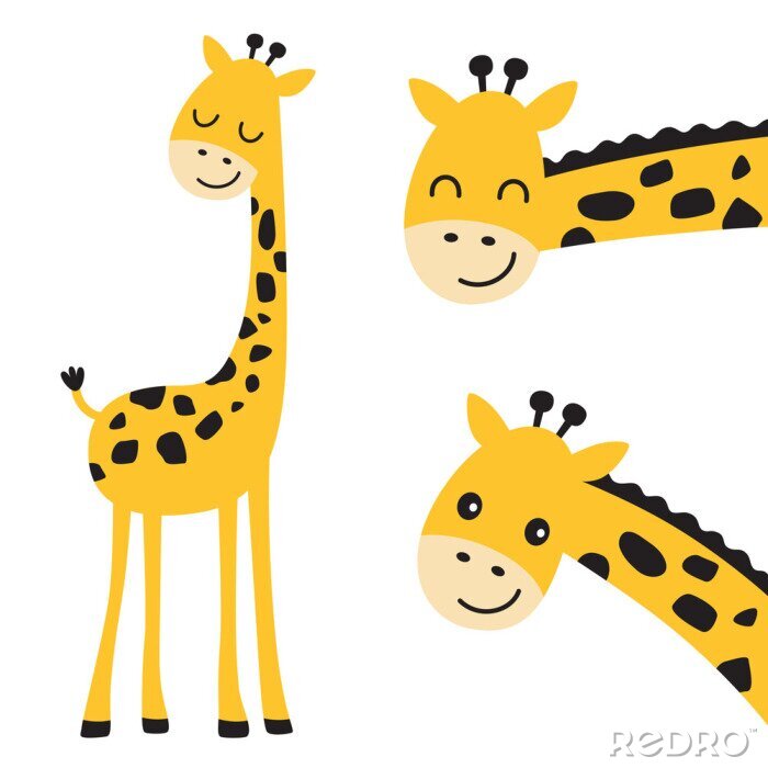 Poster Drie lachende giraffen met zwarte vlekken