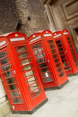 Drie telefooncellen in Londen