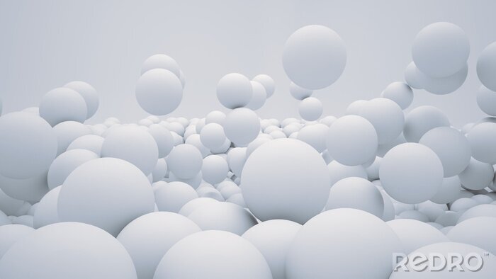 Poster Driedimensionale ballen in wit