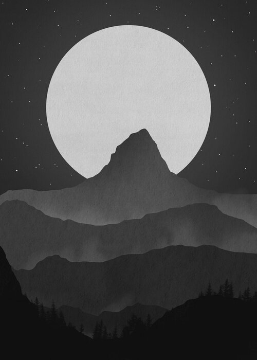 Poster Duisternis over de bergen